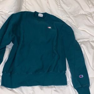 Blue/green champion crew neck